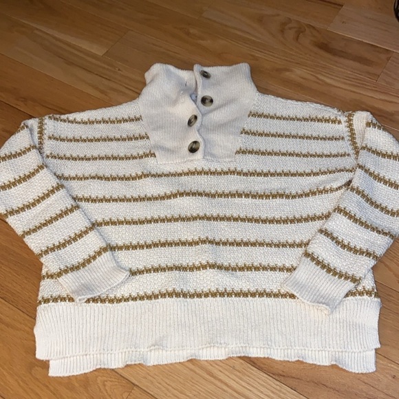 Madewell Canby Button Mockneck Sweater in Stripe size XS, good used condition - Picture 6 of 11